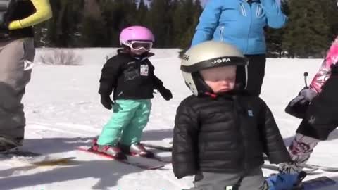 Little Kid Falls Asleep While Skiing