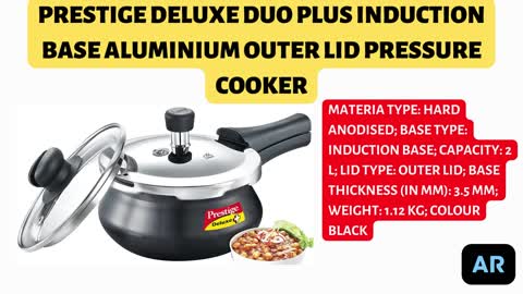 PRESTIGE DELUXE DUO PLUS INDUCTION BASE ALUMINIUM OUTER LID PRESSURE COOKER (2 LITRES, BLACK)