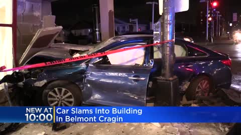 Car slams into building in Belmont Cragin