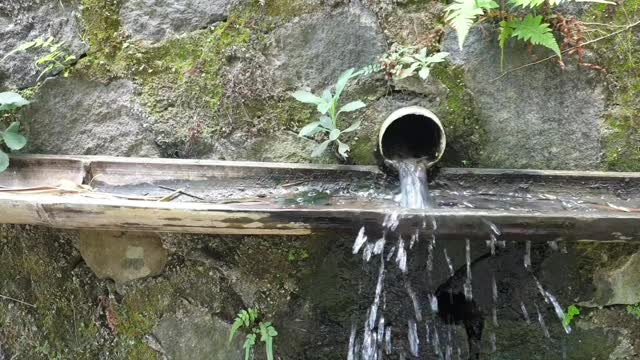 traditional shower using bamboo pipes