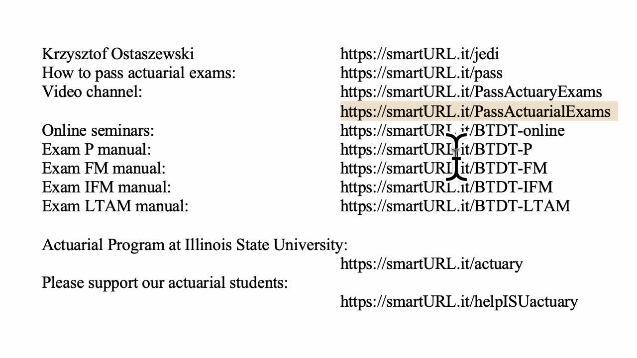 Exam FM exercise for April 5, 2022