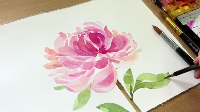 The master teaches you the technique of layered petal watercolor painting 1