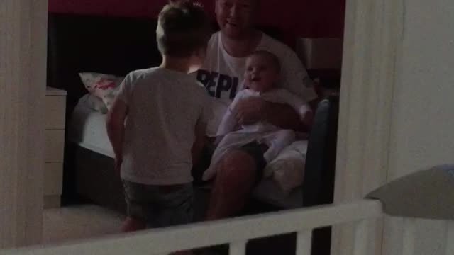 Cutest ever! Bedtime giggles from baby Chloe when older brother Jayden plays boo