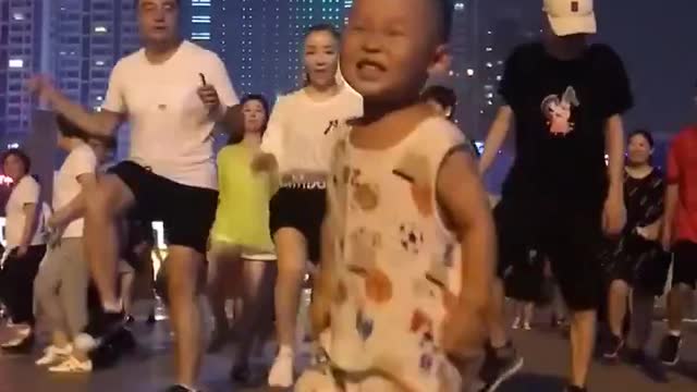 The child is dancing