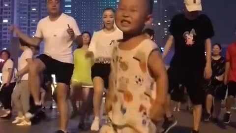 The child is dancing