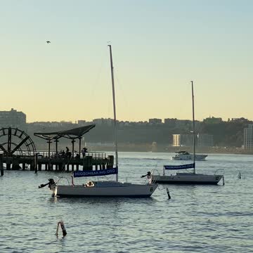 Helicopter landing over Hudson River