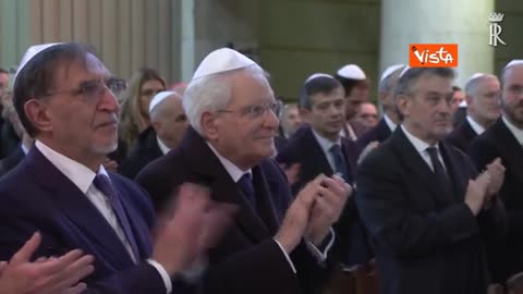 NOTIZIE DA MERDALIA💩Mattarella alla celebrazione del 120 anni del Tempio Maggiore ebraico di Roma,presenti vari politici di Merdalia che indossano la Kippah ebraica,popolo che il Dio di Abramo,Isacco e Giacobbe ha abbandonato 2000 anni fa