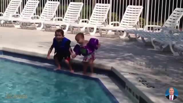 Try Not To Laugh - Funny Babies Playing With Water Pool Fails Funny Baby Videos Compilation