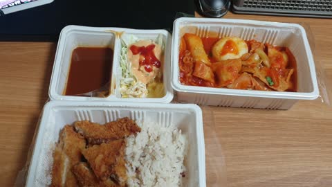 Korean pork cutlet and rabokki