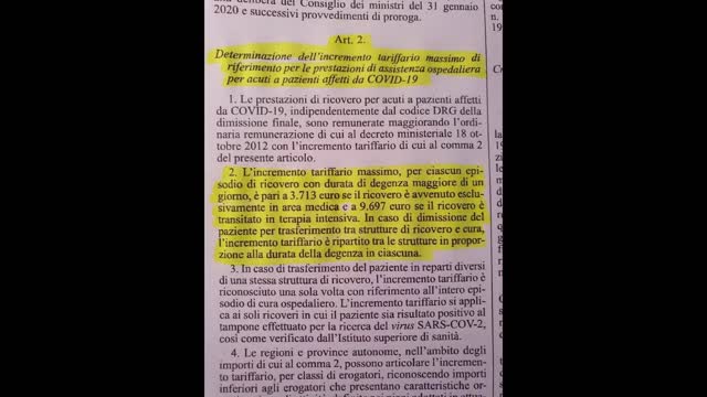 AGGIORNAMENTO TARIFFARIO RICOVERI COVID (al giorno) - GU 19/11/2021, n. 276