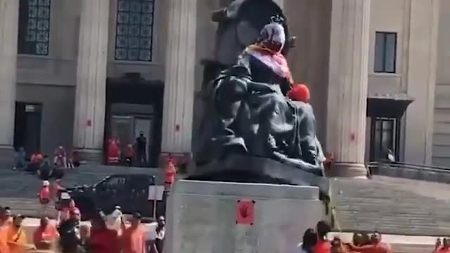 Statues of Queen Victoria and Queen Elizabeth II have been toppled