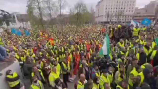 TRUCKERS hit the streets in Madrid, Spain against GAS prices