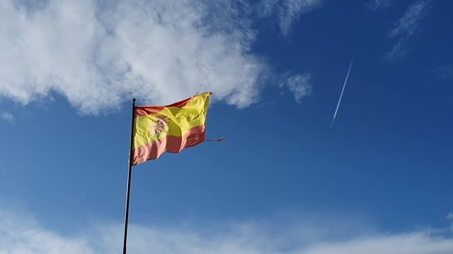 Spanish flag fluttering in the wind