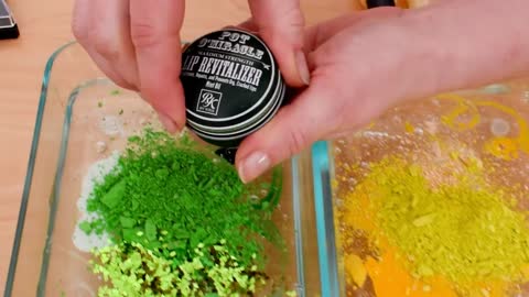 Mixing Makeup Eyeshadow Into Slime ! Green vs Yellow Special Series Part 35 Sati