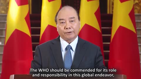 Vietnamese Prime Minister Nguyễn Xuân Phúc delivers a message to the WHO