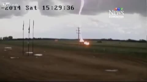 lightning bolt hit truck in motion