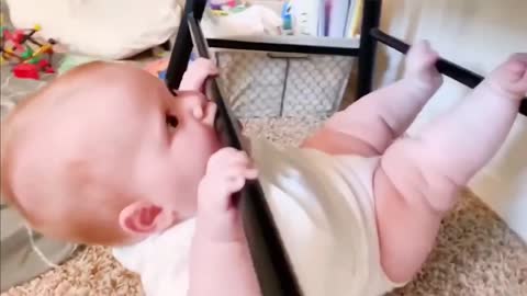 Adorable Baby Doing Pull-Up Bar Exercises | So Cute