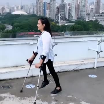 The beautiful Jessica, polio and walking with crutches