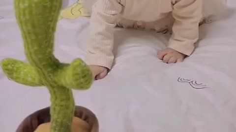 Cute babies with cactus toys 🌵👶