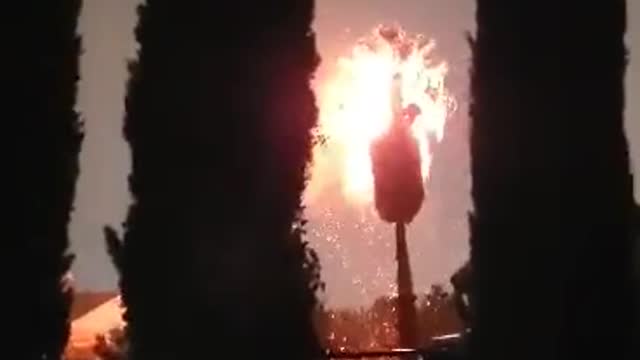 The aftermath of a lightning strike on a palm tree in East El Paso, Texas💥