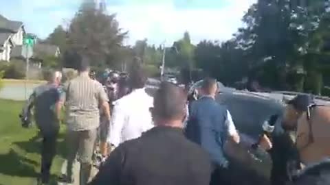 Trudeau Being Heckled In Vancouver BC