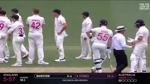 Cameron Green hits Ben Stokes stumps but bails don’t fall off