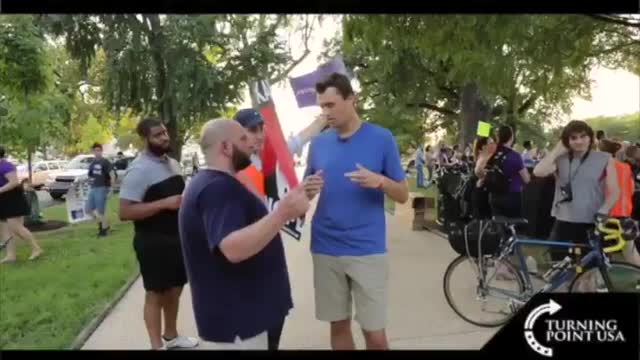 Anti-Kavanaugh protesters try to shut down Charlie Kirk's camera