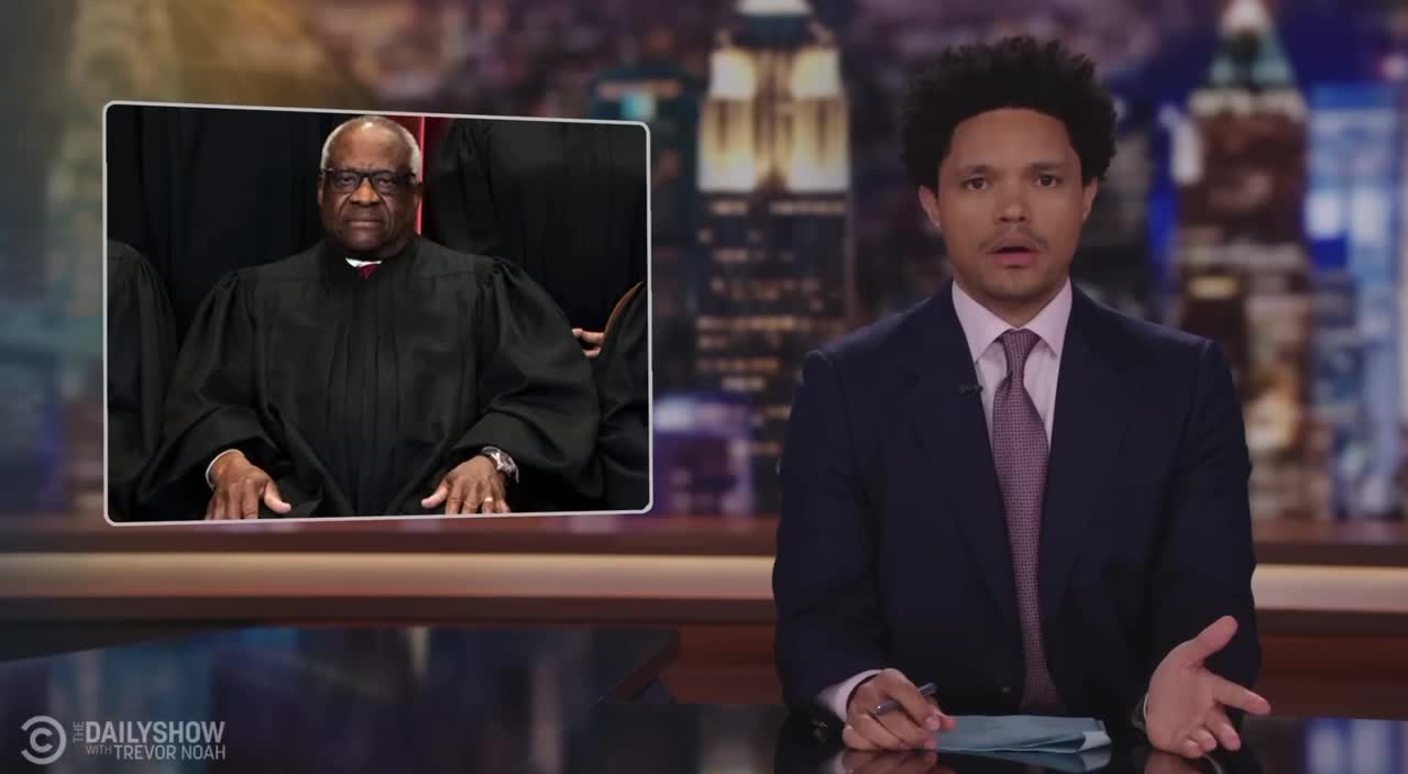 Trevor Noah calls Clarence Thomas “Justice QAnon” 😂