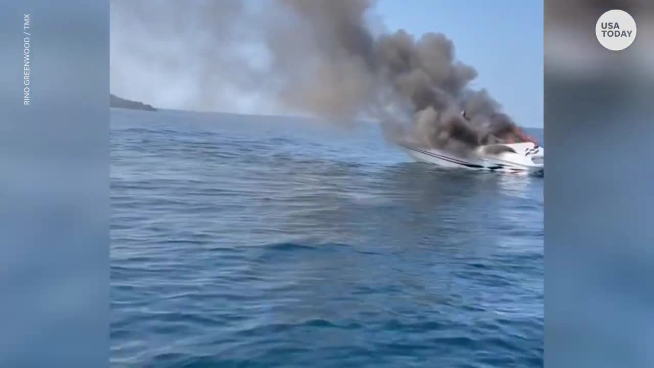 It's too late Two men narrowly escape burning boat on lake | USA TODAY