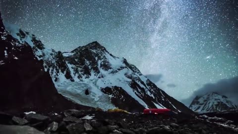 Time Lapse Video Night Sky with maountain view