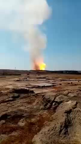 Natural gas pipeline on fire in southwest Iran