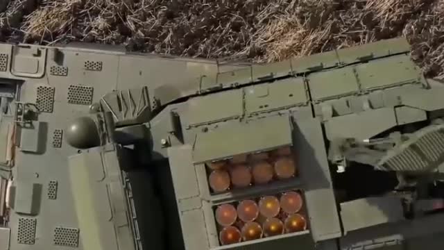 The Russian air defense system "Tor-M2" destroys a Ukrainian air target.