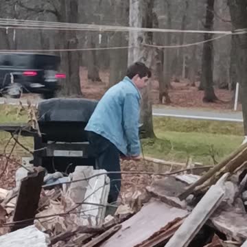 Noah cutting wood