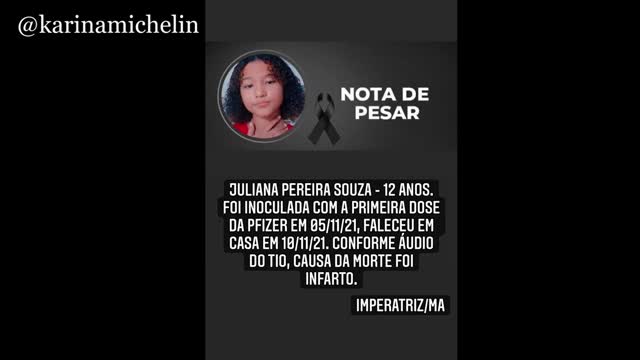 Juliana Pereira Souza - 12 anos - Falecida