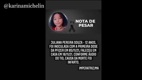 Juliana Pereira Souza - 12 anos - Falecida