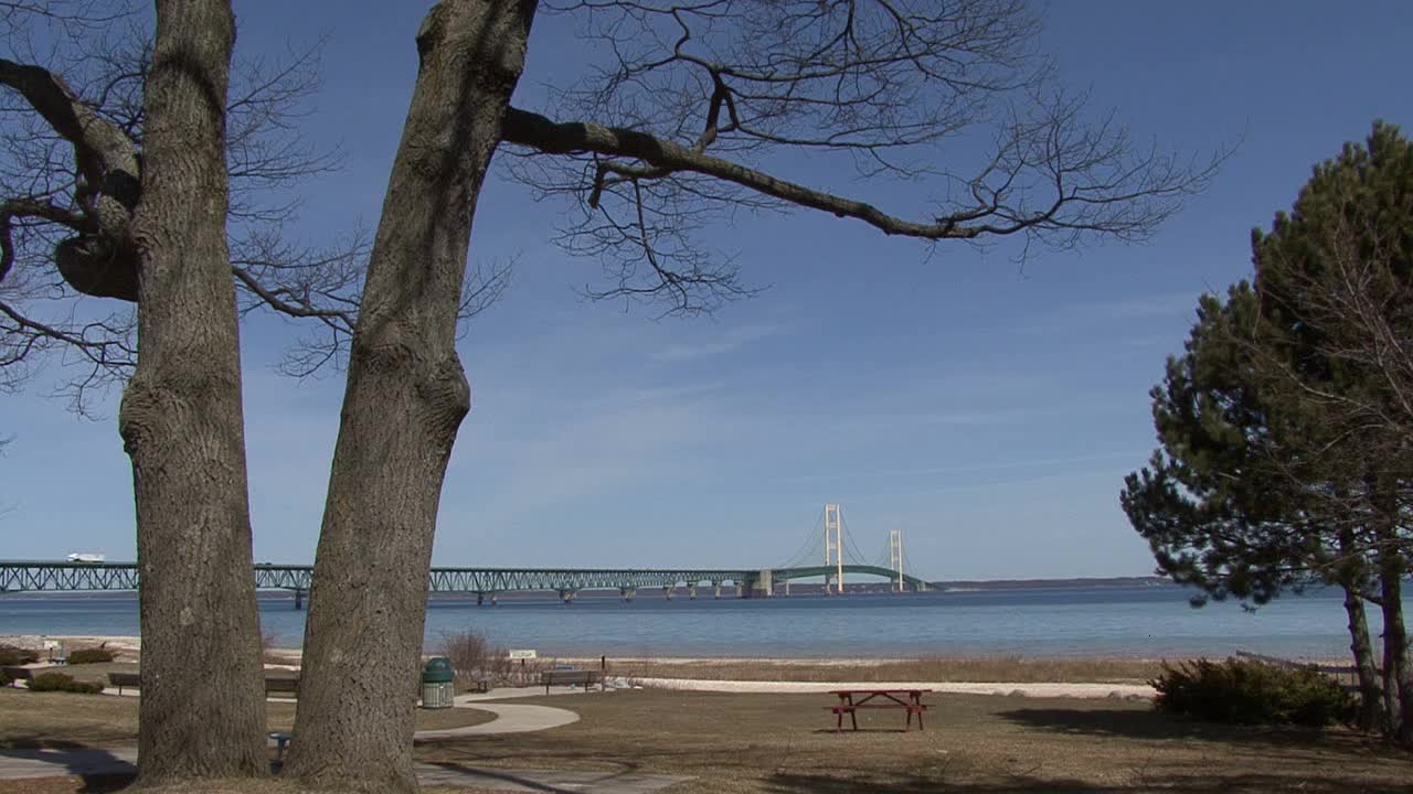Michigan Mackinac Bridge in distance