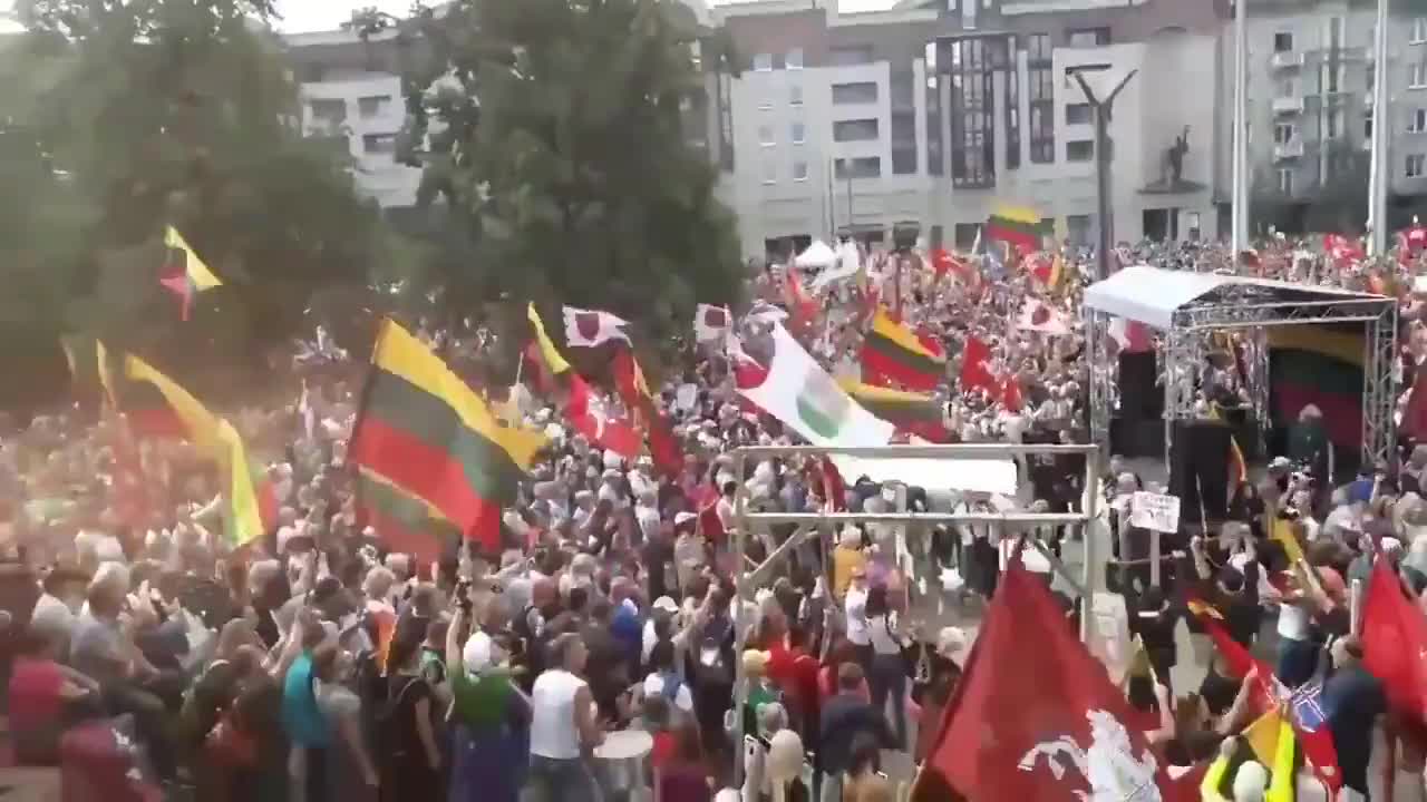 Over a hundred thousand have gathered outside Lithuania's parliament