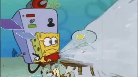 Squidward Is Playing With Tiles While SpongeBob Blows Sand At Squidward’s Face