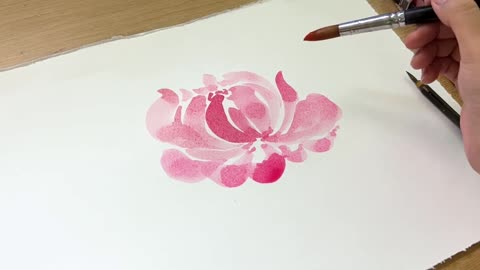 The master teaches you the technique of layered petal watercolor painting 5