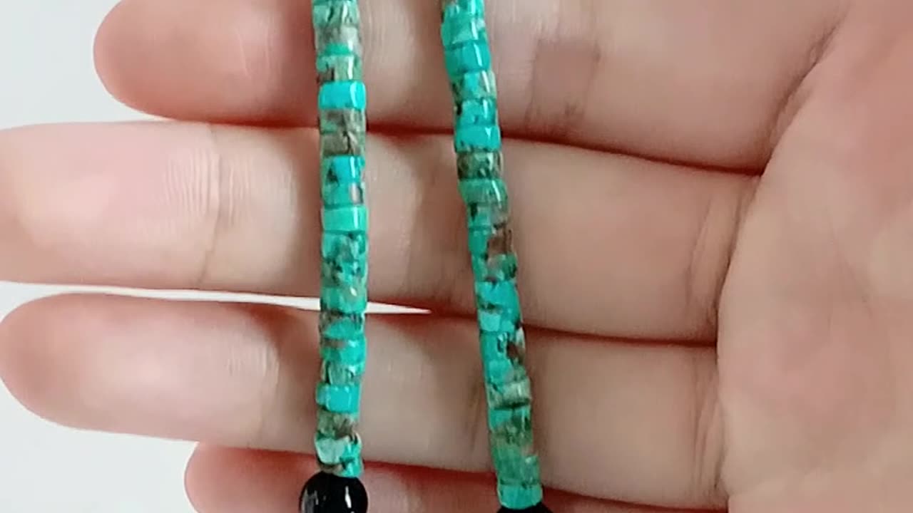 Natural turquoise with Orange spiny oyster and black onyx bumble bee Necklace