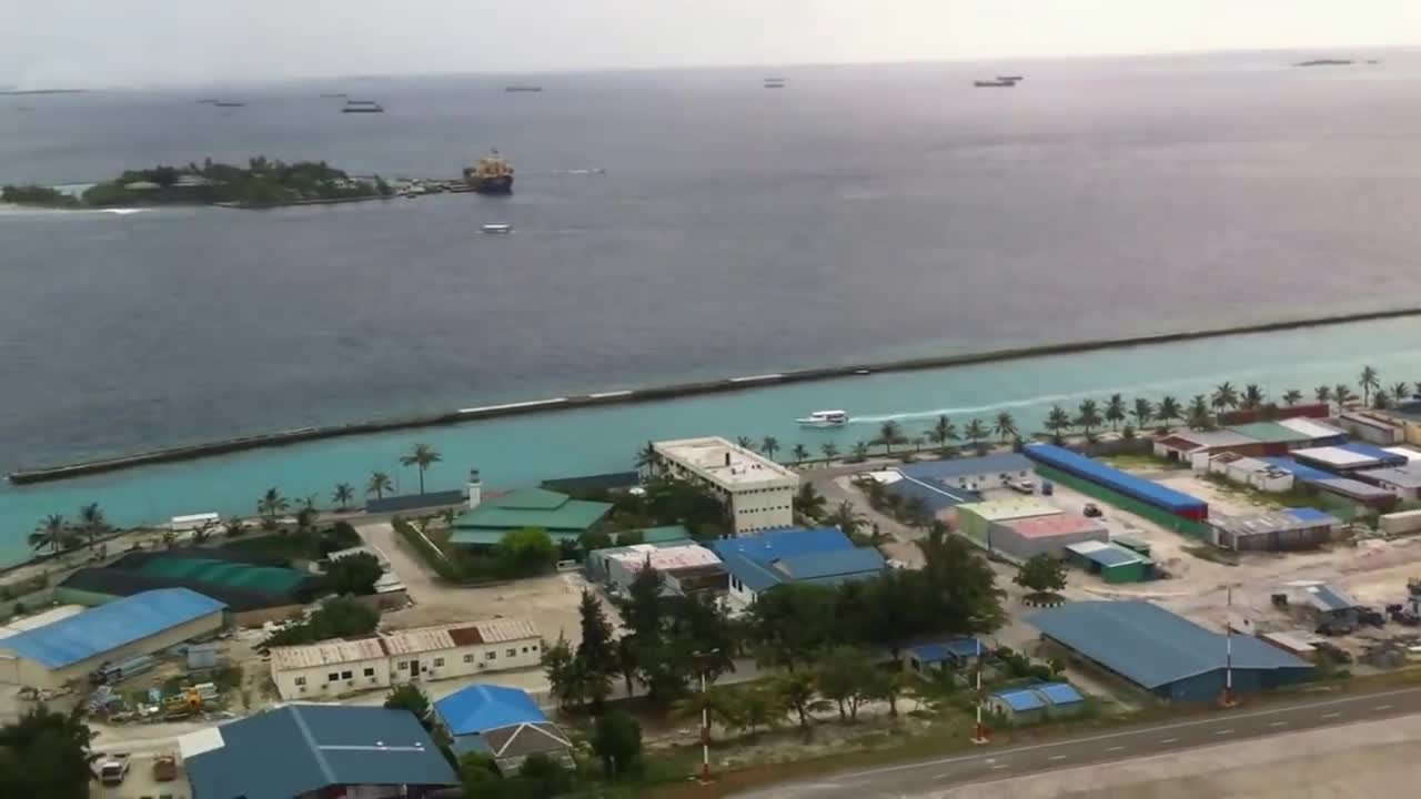 TakeOff at Male Airport with beautiful view above Male Maldives