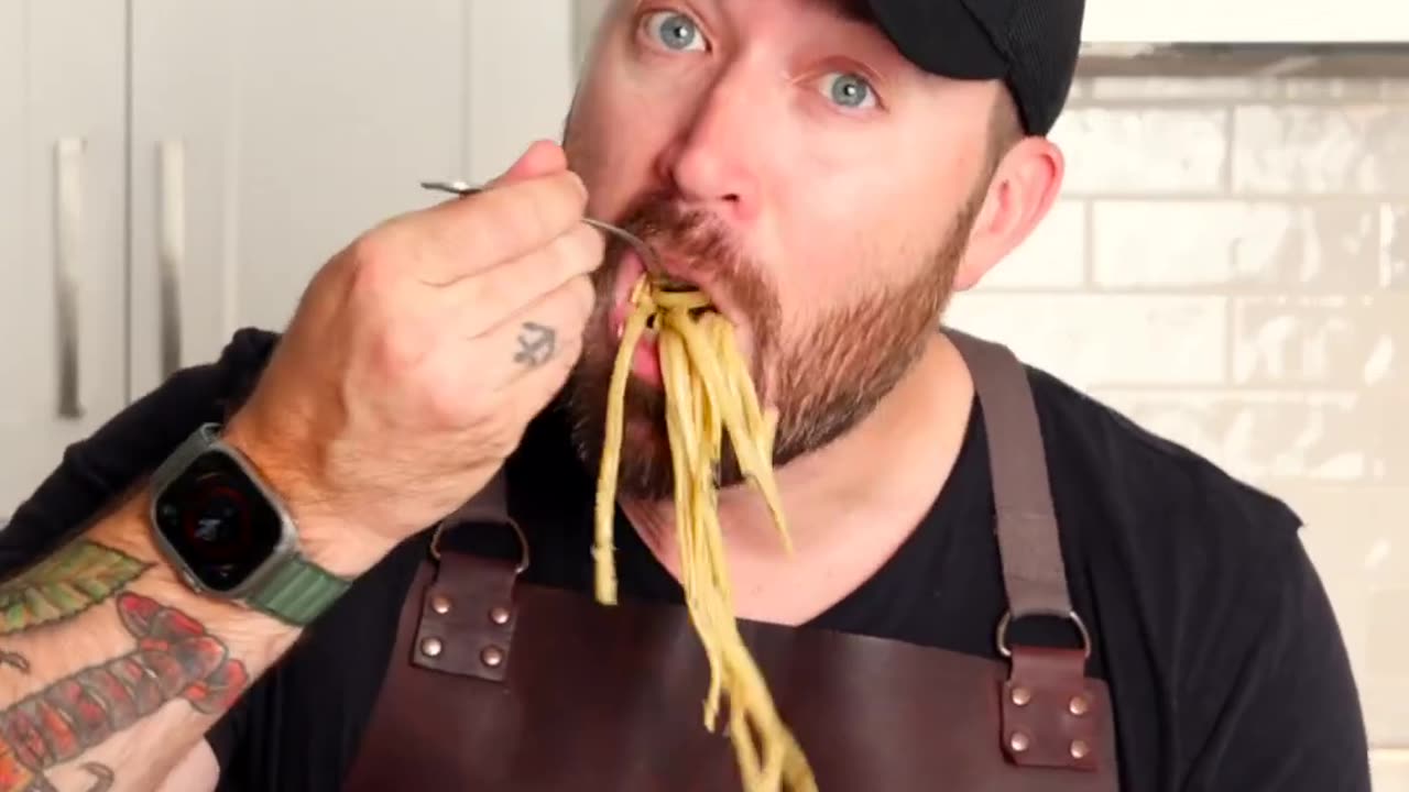 Happiness Is a Big Bowl Of Pasta. Steak & Mushroom