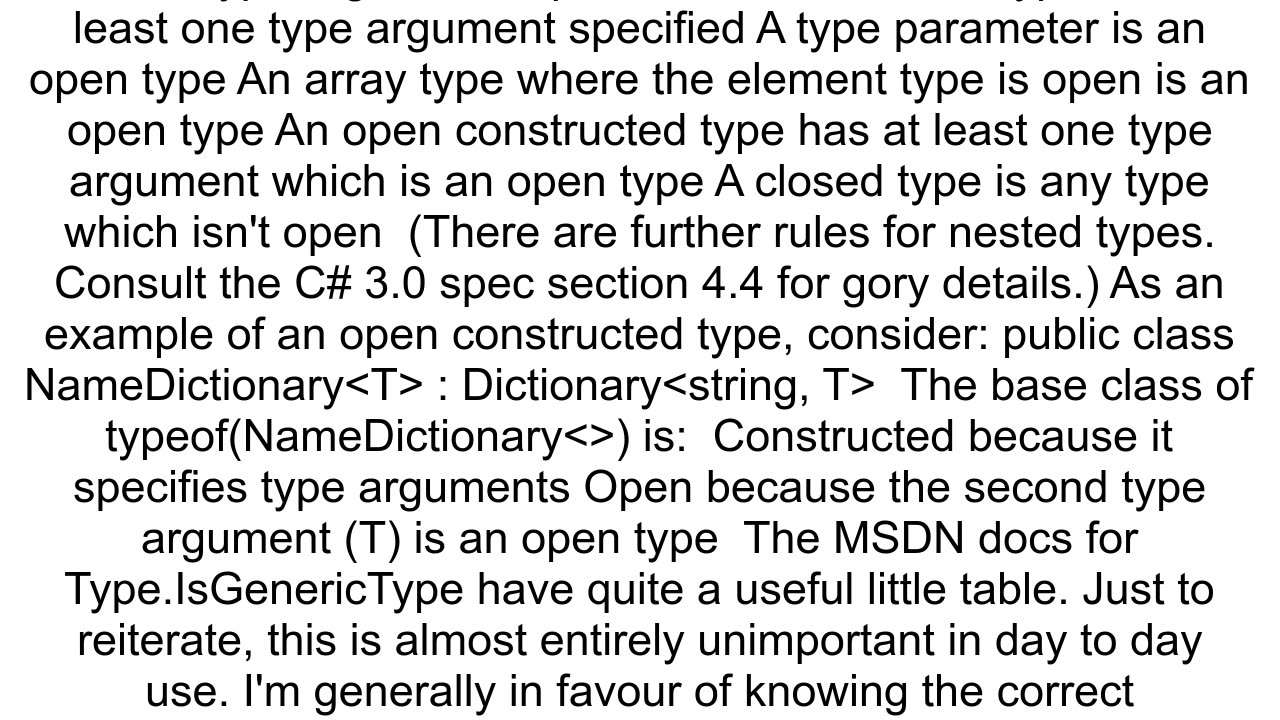 Generics open and closed constructed types