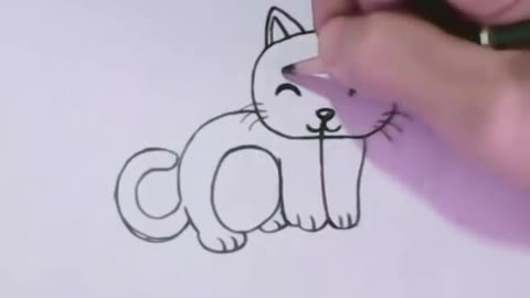 Very Easy! How to turn Words Cat Into a Cartoon Cute Cat.