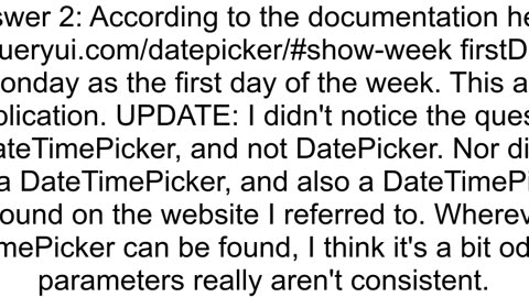 Jquery datetimepicker first day of week