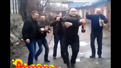 Funny Russians dance to Russian techno music