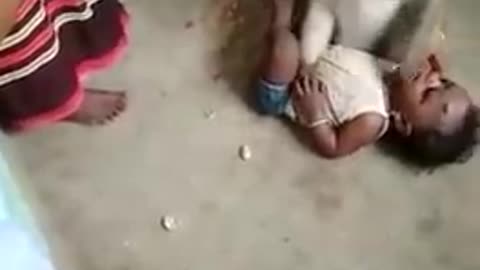 Monkey kidnap a baby but then humans show