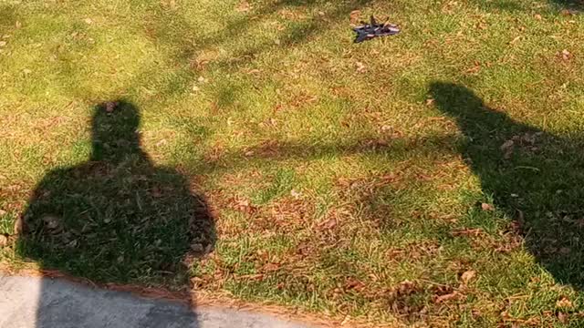 Drone is thrown and takes off