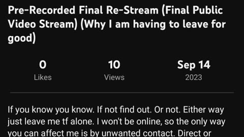 Pre Recorded final Re stream.