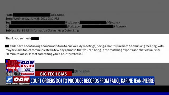 Court orders DOJ to produce records from Fauci, Karine Jean-Pierre